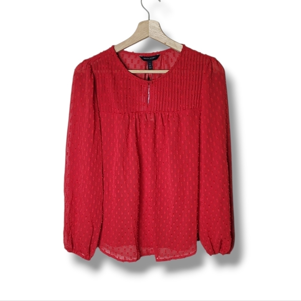 Banana Republic Red Blouse In Swiss Dot Size SP NWT